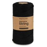  Loop'n craft 3mm macrame kifésülhető fonal 01 fekete