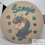  Névtábla, gyerekszoba dekoráció egyedi névvel- unikornis