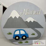  Névtábla, gyerekszoba dekoráció egyedi névvel- autós