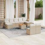 vidaXL 10 részes bézs polyrattan kerti ülőgarnitúra párnával (3257094) - vidaxl