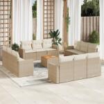 vidaXL 13 részes bézs polyrattan kerti ülőgarnitúra párnákkal (3256387)