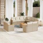 vidaXL 12 részes bézs polyrattan kerti ülőgarnitúra párnákkal (3258908)
