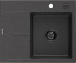 Mexen Ben, 1 kamrás gránit mosogató 600x500x190 mm, jobb + fekete szifon, fekete foltos, 6523605000-76-B (6523605000-76-B)