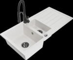 Mexen Andres, 1, 5 kamrás gránit mosogató 1000x500x200 mm és Aster mosogató csaptelep, fehér, 6515-20-73450-70-B (6515-20-73450-70-B)