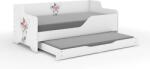 LILU pat pentru copii cu front și lateral laminat 160x80cm cu saltea și spațiu de depozitare lenjerie de pat extensibil cu saltea de 140x70 cm în interior - căprioară cu fluture
