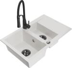 Mexen Gaspar, 1, 5-kamrás gránit mosogató 737x475x177 mm és Aster mosogató csaptelep, fehér, 6507-20-73450-70-B (6507-20-73450-70-B)