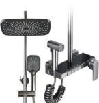  Set Coloana Dus, GlowforHome, montare pe perete, 4 moduri de picurare, dus fix tip ploaie, dus mobil de mana, design modern, functie bideu integrata, crom (GFH-SHOWER-SET-02)