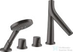 Hansgrohe Axor Starck Organic 4 üléses peremre szerelhető termosztátos kádtöltő csaptelep, szálcsiszolt fekete króm 12425340 (12425340)
