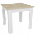  MADO fehér étkezőasztal sonoma tölgy dekorációval 80x80