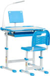 HomCom Irodagarnitúra gyerekszékkel Acél/MDF, 6-12 év, 70x49, 5x80-105cm, kék/szürke