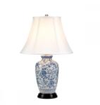 Elstead Lighting Veioză Blue Ginger Jar, 1xE27, H57cm, D36cm, porţelan alb albastru, abajur textil alb (BLUE-G-JAR-TL)