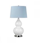 Elstead Lighting Veioza Isla, 1xE27, H64 cm, D36 cm, metal nichel, ceramică albă, abajur textil albastru (ISLA-PN-TL-BLUE)
