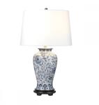 Elstead Lighting Veioza Ying, 1xE27, H65 cm, D38 cm, baza lemn, porțelan alb albastru, abajur textil alb (DL-YING-TL)