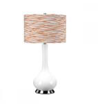 Elstead Lighting Veioză Milo, 1xE27, H69cm, D36cm, metal nichel, ceramică albă, abajur textil alb portocaliu (MILO-PN-TL-LORA)