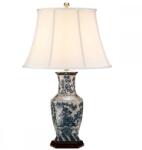 Elstead Lighting Veioză Blue Hex, 1xE27, H75cm, D46cm, porţelan alb albastru, abajur textil alb (BLUE-HEX-TL)