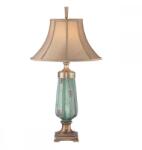 Quoizel Veioza Monteverde, 1xE27, H86 cm, D46 cm, metal alamă, ceramică verde, abajur textil crem (QZ-MONTEVERDE)