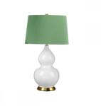Elstead Lighting Veioza Isla, 1xE27, H64 cm, D36 cm, metal alamă, ceramică albă, abajur textil verde (ISLA-AB-TL-GREEN)
