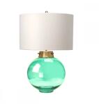 Elstead Lighting Veioză Kara, 1xE27, H55, 5cm, D35, 5cm, metal alamă, sticlă verde, abajur matase artificială albă (DL-KARA-TL-GREEN)