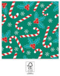 Procos Xmas Sugar Canes, Karácsony szalvéta 20 db-os, 33x33 cm FSC (PNN95373)