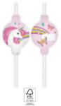Procos Unicorn Rainbow Colors, Unikornis papír szívószál, 4 db-os szett FSC (PNN93767)