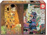 Educa - Puzzle Gustav Klimt: 2x1000 Vincent van Gogh - Fecioara / Gustav Klimt - Sărutul - 1 000 piese Puzzle