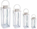 Decorer Set 4 felinare metal alb ocru 18x18x58.5 cm, 15x15x49.5 cm, 12x12x40.5 cm, 10x10x29 cm (A53.25.81)