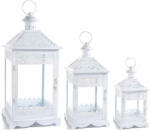 Decorer Set 3 felinare metal alb 24x24x58 cm, 18x18x44 cm, 13.5x13.5x32 cm (A53.25.75)