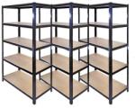 Fistar OFERTA SPECIALĂ - Pachet: 3x Raft 180x120x60 cm lăcuit cu 5 polite, portanta 875 kg - NEGRU Raft