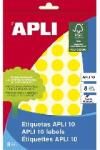 APLI Apli: Etikett, 16 mm kör, kézzel írható, színes, APLI, sárga, 432 etikett/csomag (02738)