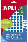 APLI Apli: Etikett, 10 mm kör, kézzel írható, színes, APLI, kék, 1008 etikett/csomag (2731)