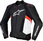 Alpinestars Geaca de piele moto Alpinestars Missile 3 negru-alb-rosu fluo (AIM100-1057)