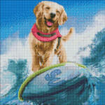 Ideyka Goblen cu diamante Ideyka - Câine surfer, 40 х 40 cm (AM7478)