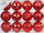 LAALU 12 db-os dekoráció készlet: 6 cm-es piros gömbdíszek keveréke (LAU-1327)