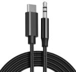 Lemontti Cablu Audio Lemontti LAUXCTCBK, USB Type-C - Jack 3.5mm, 1m, impletitura textila (Negru) (LAUXCTCBK)