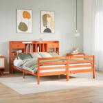vidaXL barna tömör fenyőfa könyvespolcos ágy matrac nélkül 180 x 200cm (3321959)