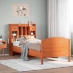 vidaXL barna tömör fenyőfa könyvespolcos ágy matrac nélkül 90 x 200 cm (3323163)