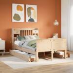 vidaXL tömör fenyőfa könyvespolcos ágy matrac nélkül 135 x 190 cm (3308936)