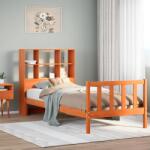 vidaXL barna tömör fenyőfa könyvespolcos ágy matrac nélkül 75 x 190 cm (3321714)