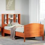 vidaXL barna tömör fenyőfa könyvespolcos ágy matrac nélkül 90 x 190 cm (3323127)