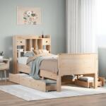 vidaXL tömör fenyőfa könyvespolcos ágy matrac nélkül 100 x 200 cm (3308927)