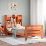 vidaXL barna tömör fenyőfa könyvespolcos ágy matrac nélkül 75 x 190 cm (3309979)