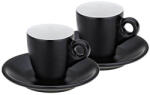 KELA Set de 4 cani espresso cu farfurie MATTIA negru KL-12750