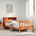 vidaXL barna tömör fenyőfa könyvespolcos ágy matrac nélkül 75 x 190 cm (3321684)
