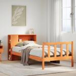 vidaXL viaszbarna tömör fa könyvespolcos ágy matrac nélkül 90 x 190 cm (3322114)