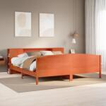 vidaXL barna tömör fenyőfa könyvespolcos ágy matrac nélkül 200 x 200cm (3323055)