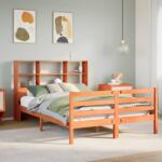 vidaXL viaszbarna tömör fa könyvespolcos ágy matrac nélkül 135 x 190cm (3321912) - vidaxl