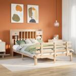 vidaXL tömör fenyőfa könyvespolcos ágy matrac nélkül 150 x 200 cm (3322798)