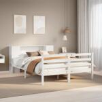 vidaXL fehér tömör fenyőfa könyvespolcos ágy matrac nélkül 120x200 cm (3321851) - vidaxl