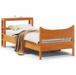 vidaXL viaszbarna tömör fenyőfa ágykeret fejtámlával 90 x 190 cm (3306326)