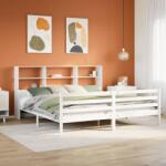 vidaXL fehér tömör fenyőfa könyvespolcos ágy matrac nélkül 180x200 cm (3322244)